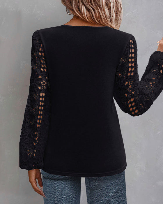 Casual Blouse with Lace