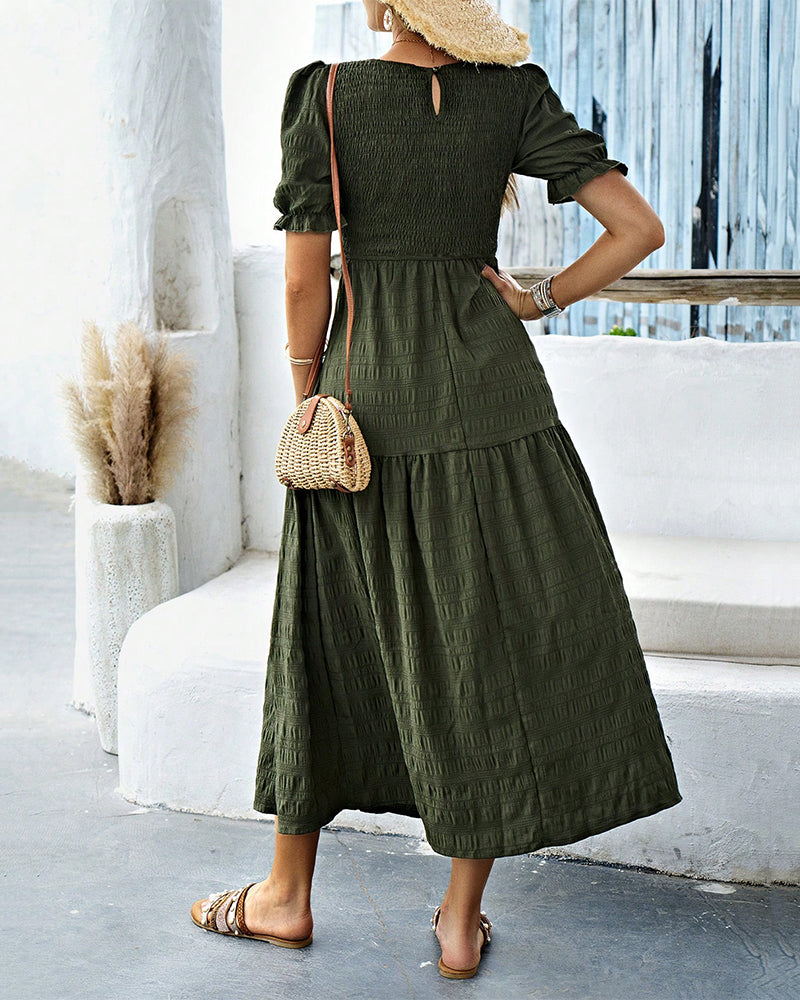 Round neck Shirred Dress