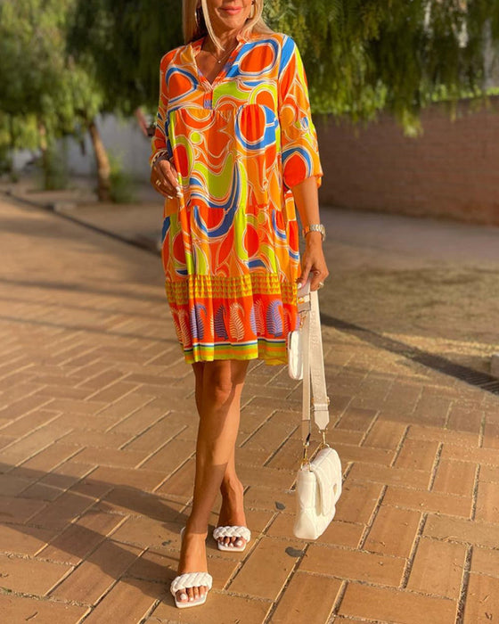 Colorful print casual dress