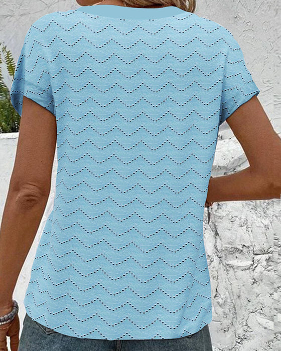 V-neck Hollow Short-Sleeved T-shirt