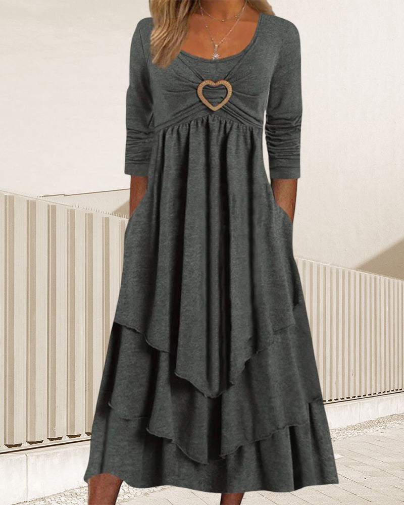 Round Neck Ruffled Midi Dress