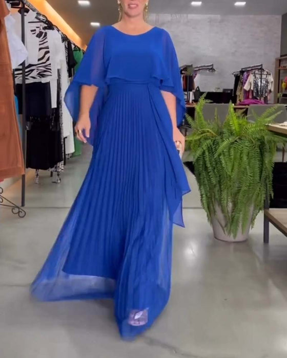 Round Neck A Line Maxi Dress