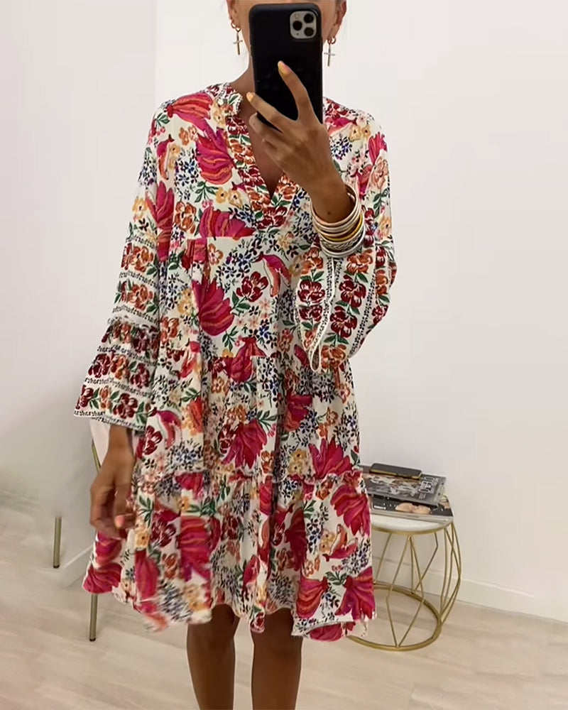 Floral print v-neck dress