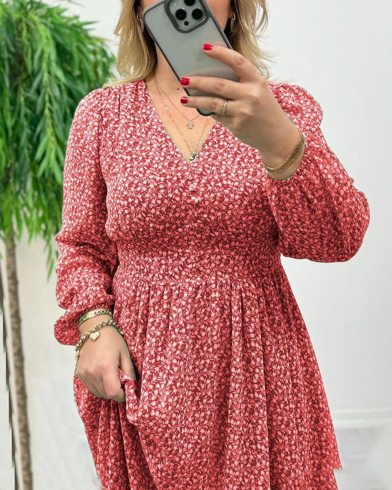 Printed elegant button dress