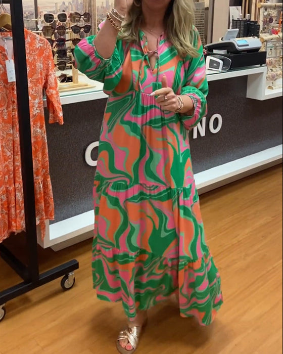 Printed v-neck maxi dress