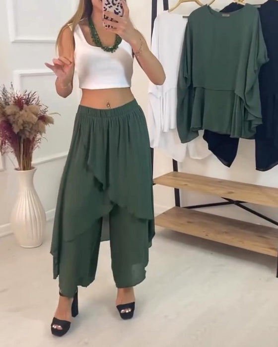 Irregular patchwork solid color casual pants