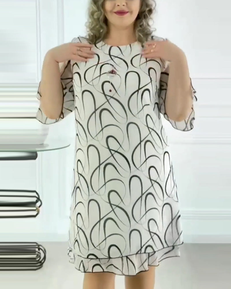 Mid-sleeve striped dress