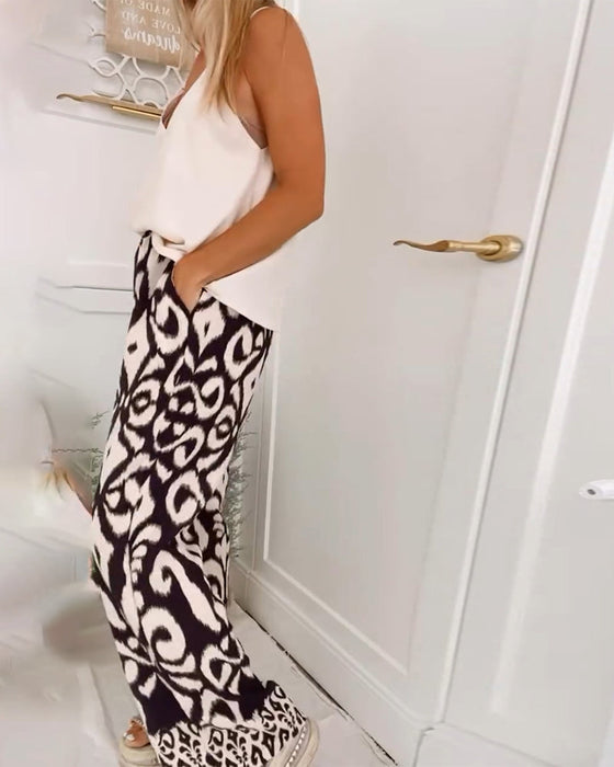 Retro print pocket track pants