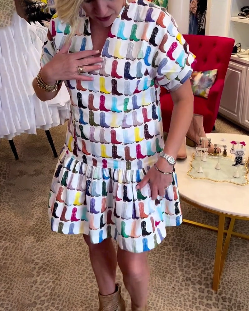 Colorful cartoon pattern dress