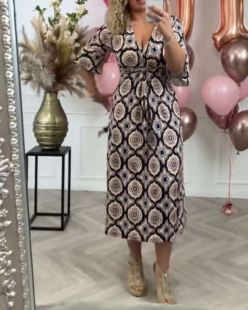 Women's casual ethnic print dress