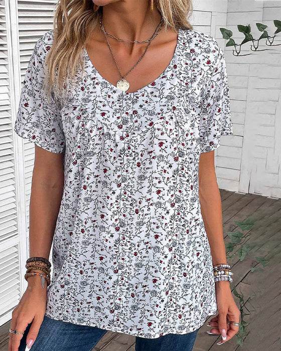 Ruffled floral printed blouse