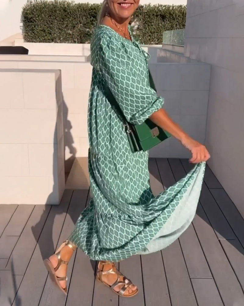 Round neck fashion print dress