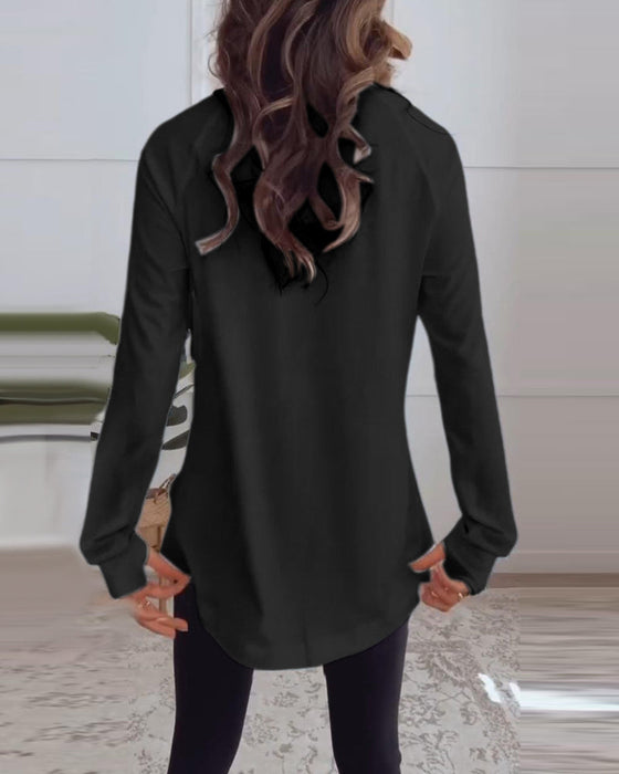 Solid color long sleeve casual top