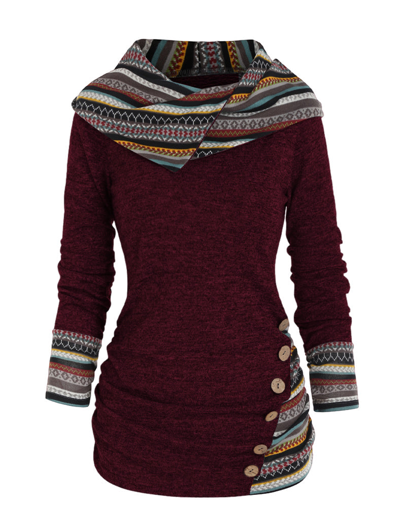 Contrast color casual hoodie