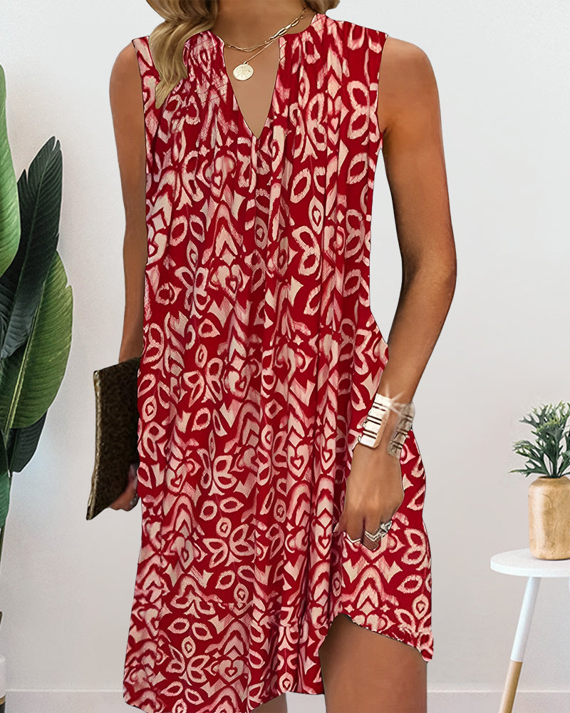 V neck sleeveless dress