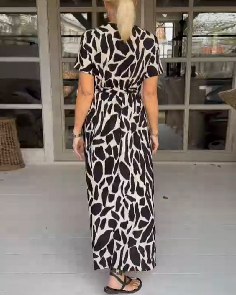 V neck short sleeve dress