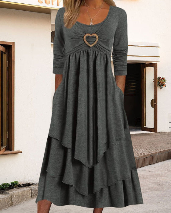 Round Neck Ruffled Midi Dress