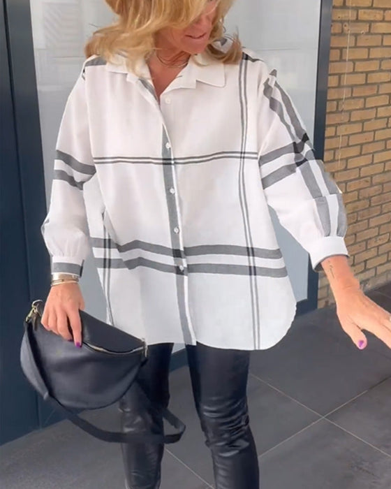 Casual lapel plaid shirt