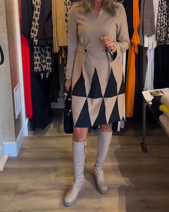 Elegant Geometric Print Dress