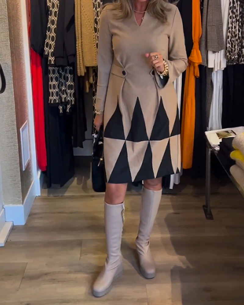 Elegant Geometric Print Dress