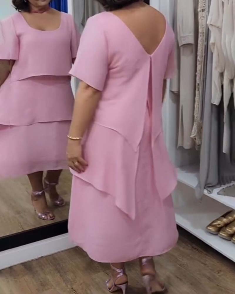 Round neck patchwork dress