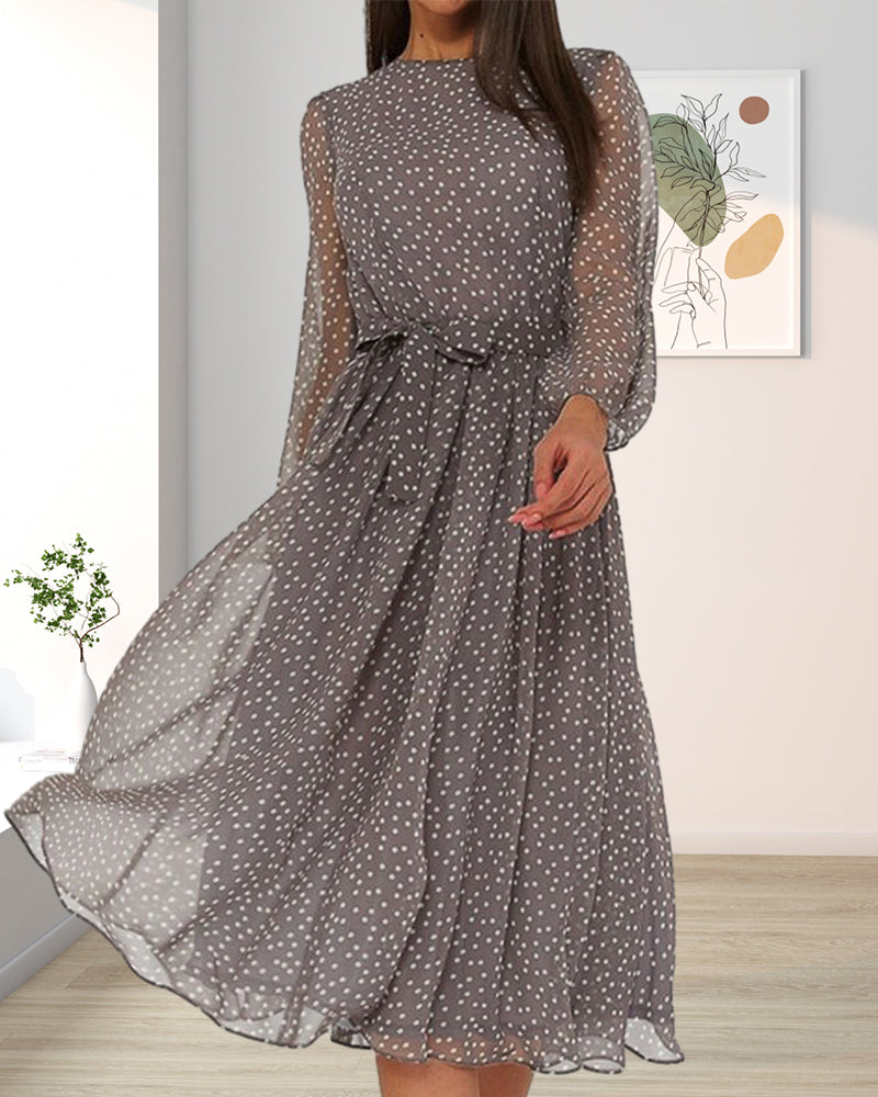 Elegant polka dot print dress