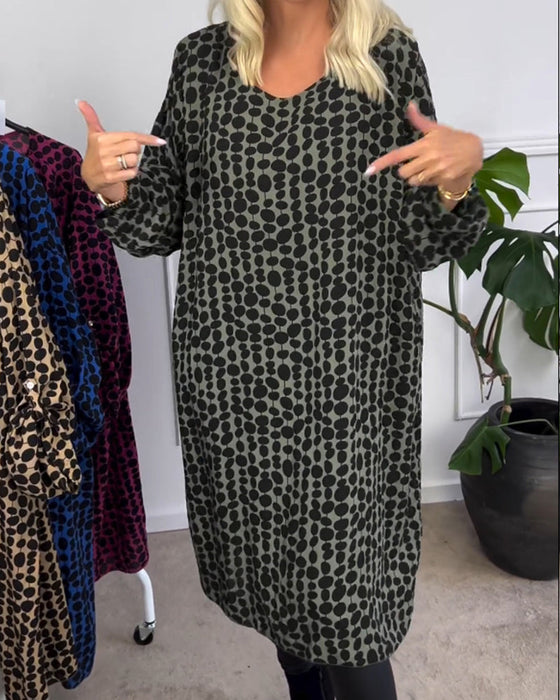 Retro polka dot v-neck dress