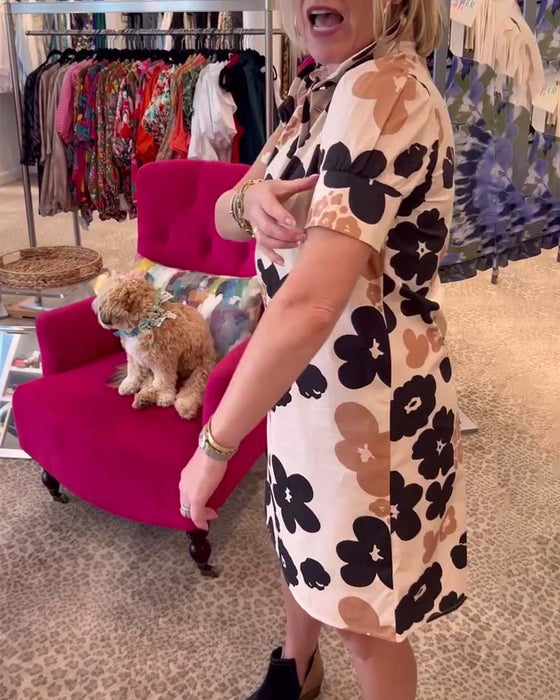 Casual lapel floral dress