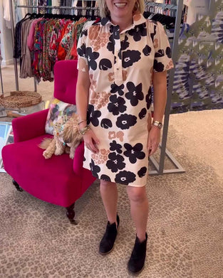 Casual lapel floral dress