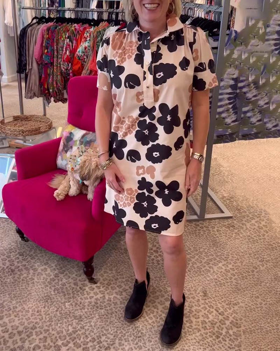 Casual lapel floral dress
