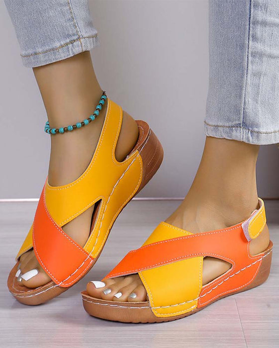 Colorblock Wedge Casual Sandal