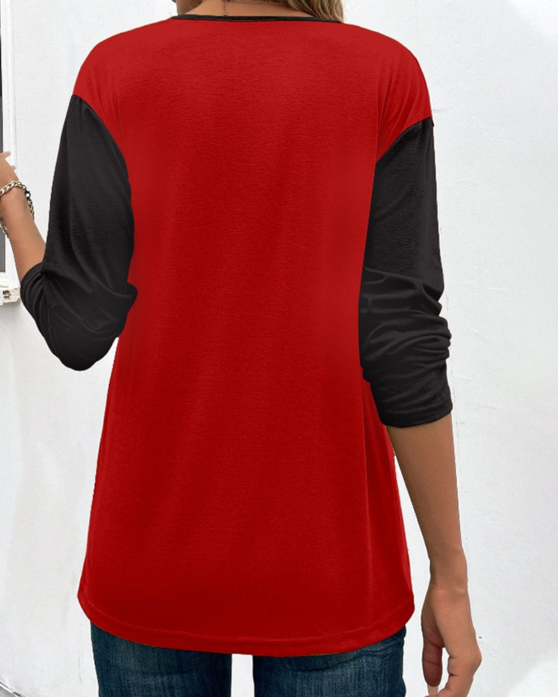 Plaid print v-neck casual top