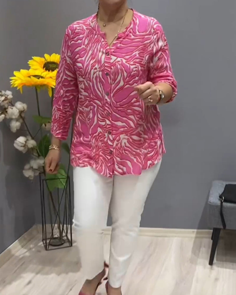 Long Sleeve Printed Shirt with Buttons