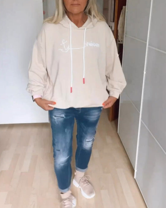 Loose anchor print hoodies