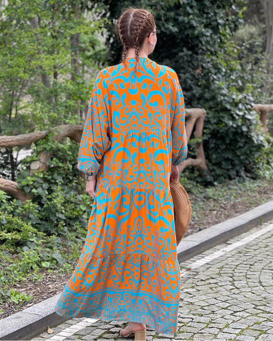 Premium printed casual long dress