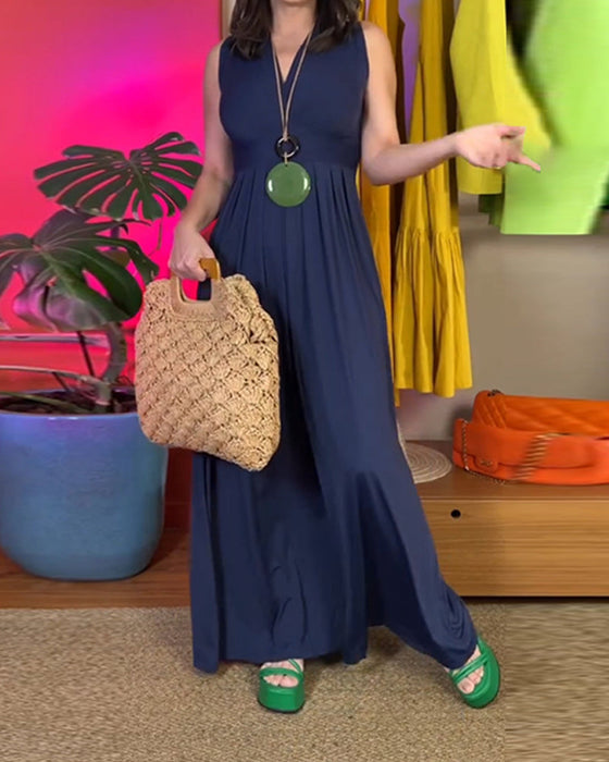 Elegant sleeveless slim long dress