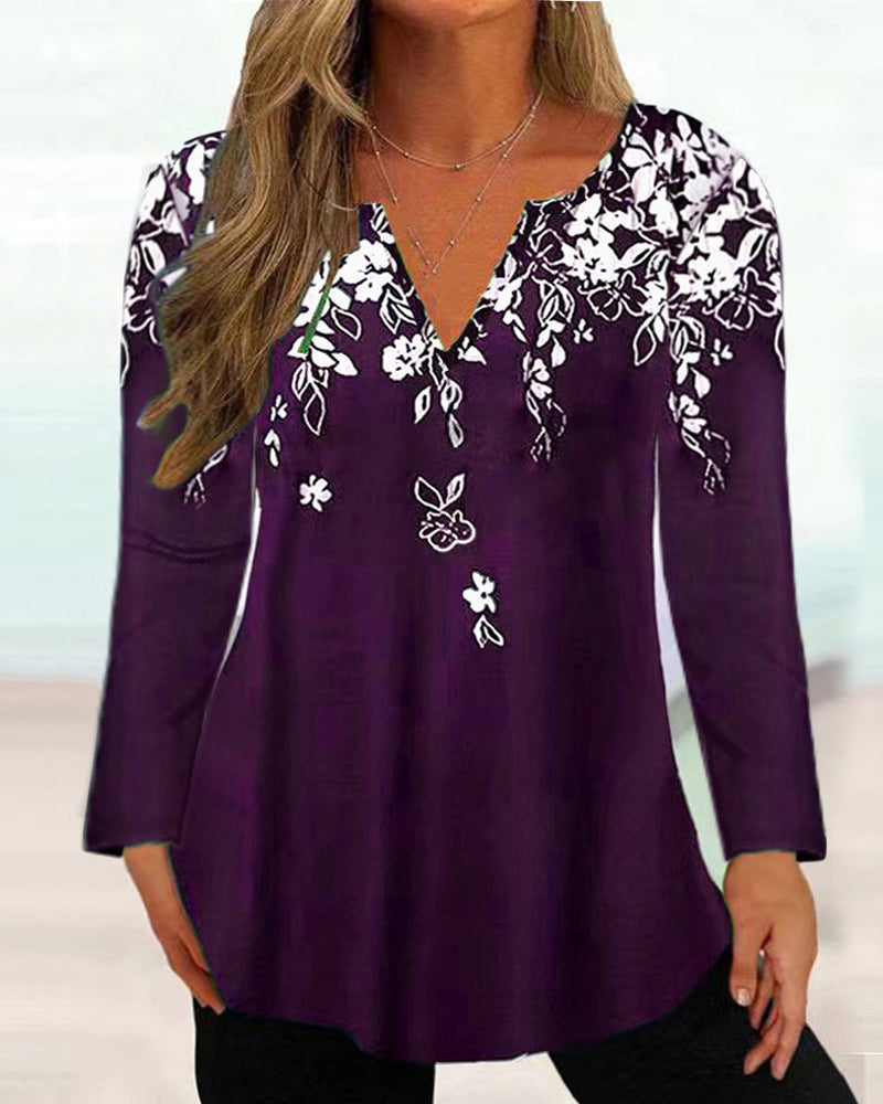 Long Sleeve V Neck Tops