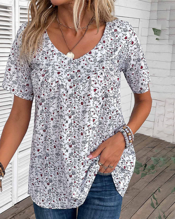 Ruffled floral printed blouse
