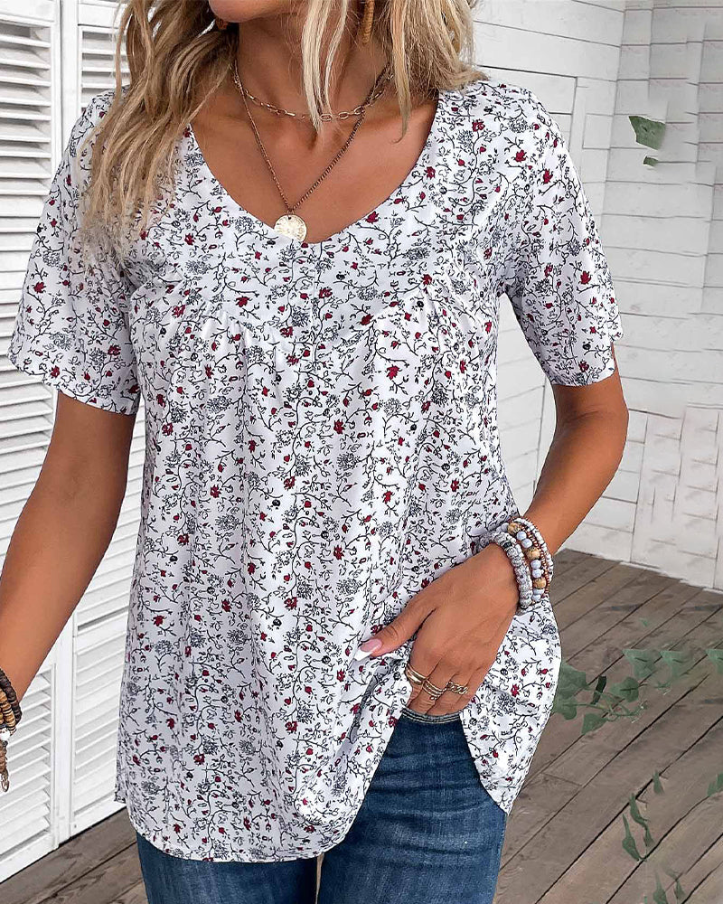 Ruffled floral printed blouse