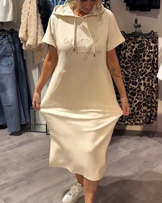 Hooded Casual Drawstring Dress