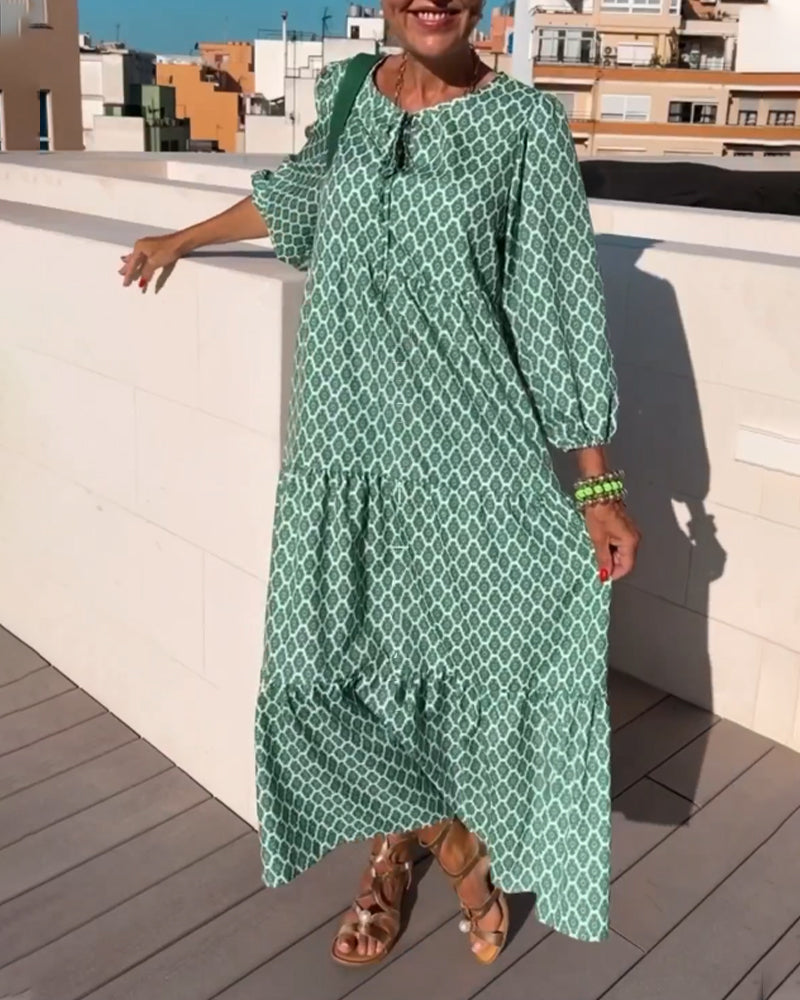 Round neck fashion print dress