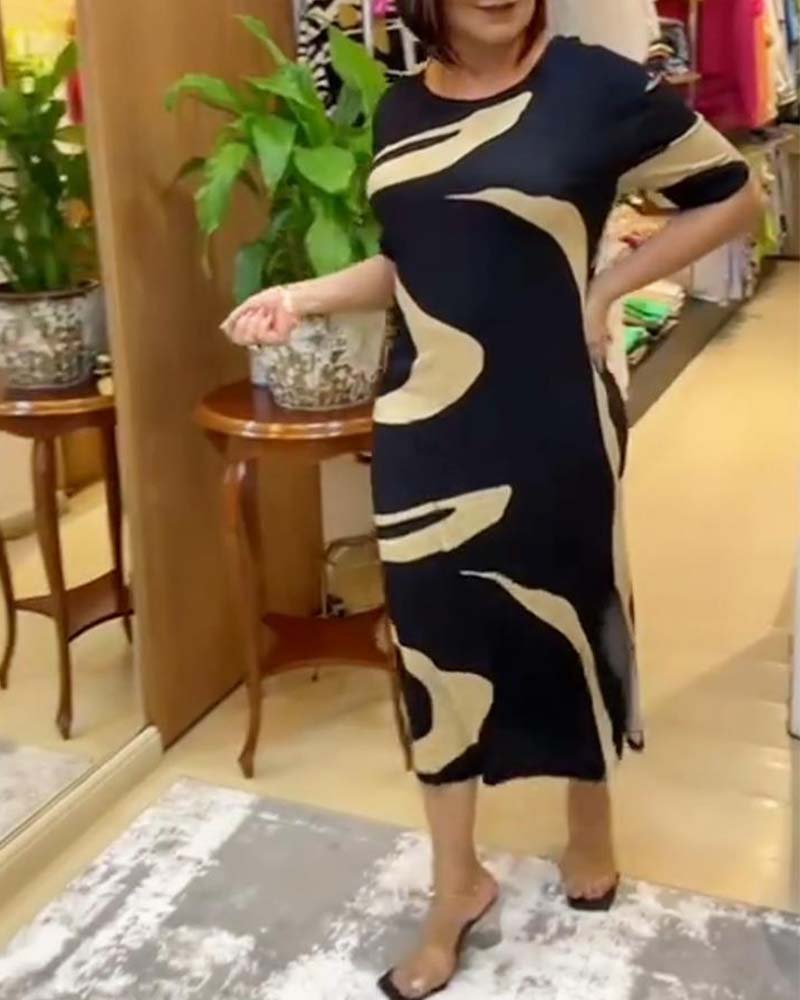 Casual print slit dress