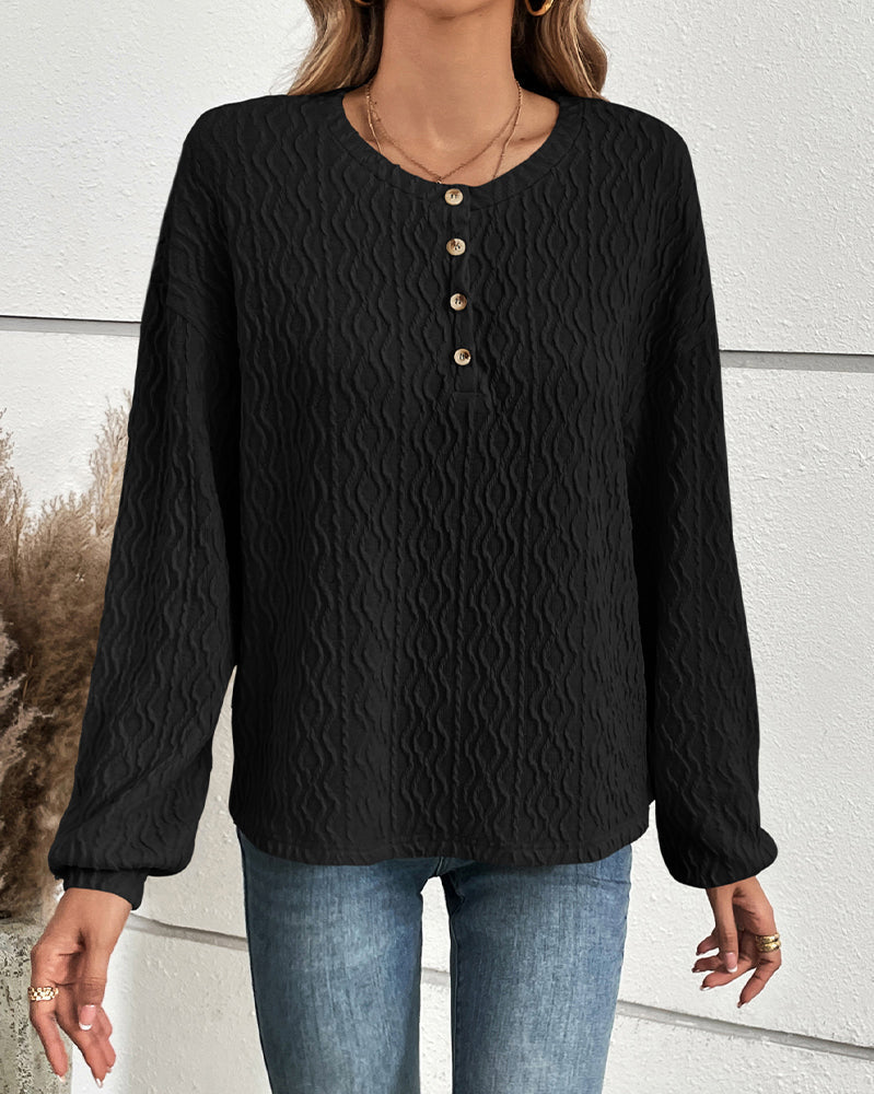 Solid Color Top with Buttons