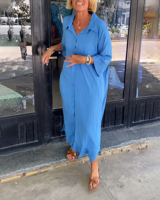 Loose slit lapel dress