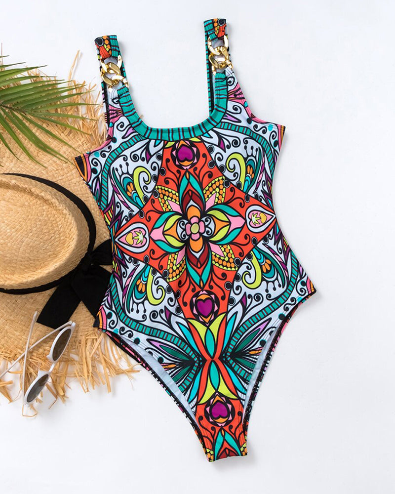 One-piece Beach Floral Print Swimsuit