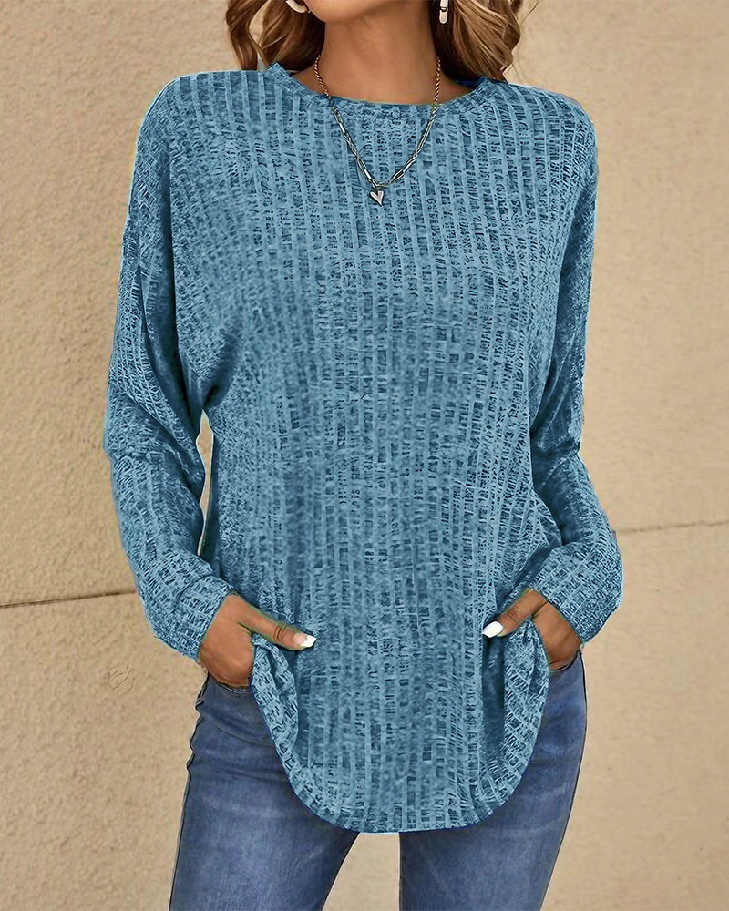 Round Neck Solid Color Top