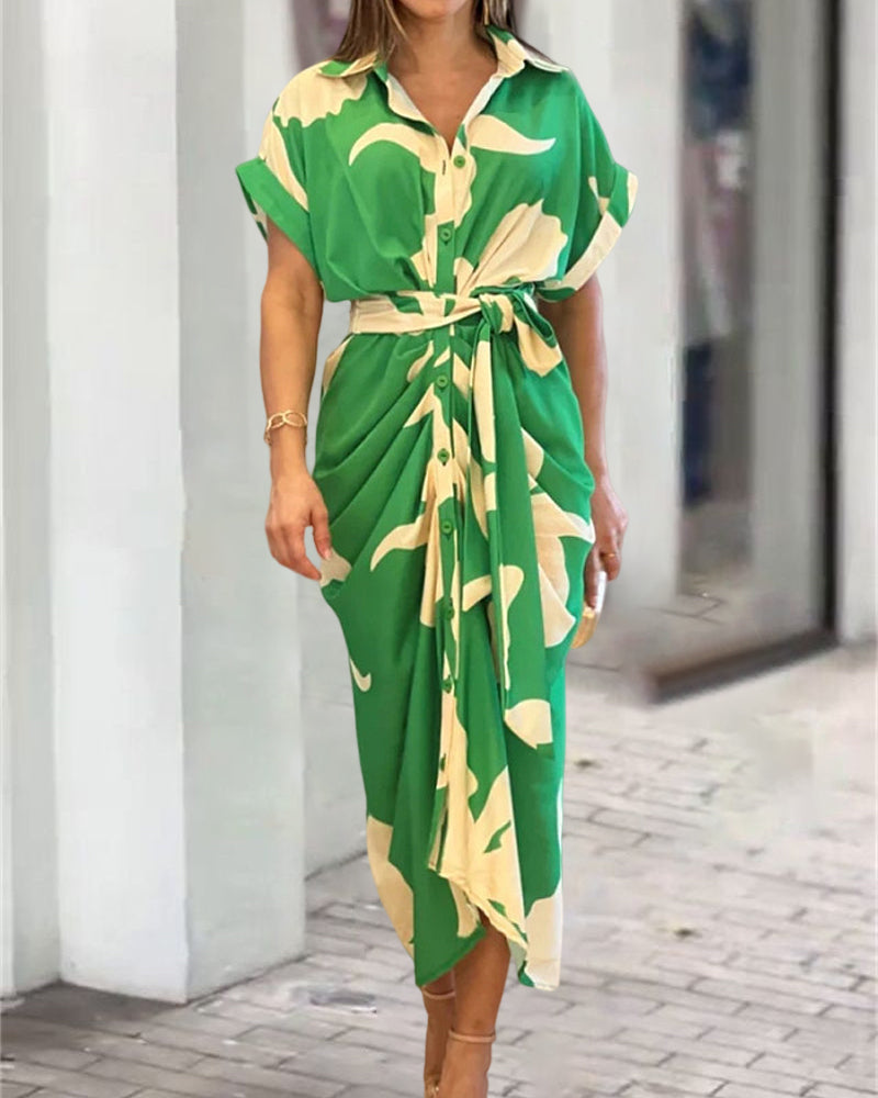 Printed shirt dress
