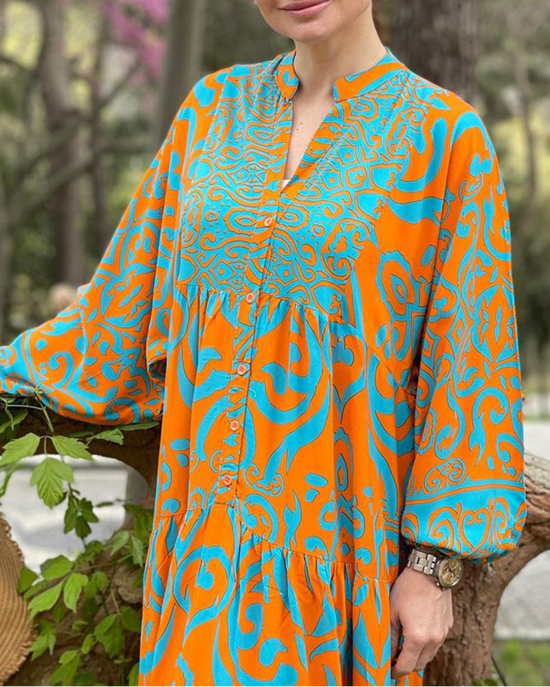 Premium printed casual long dress