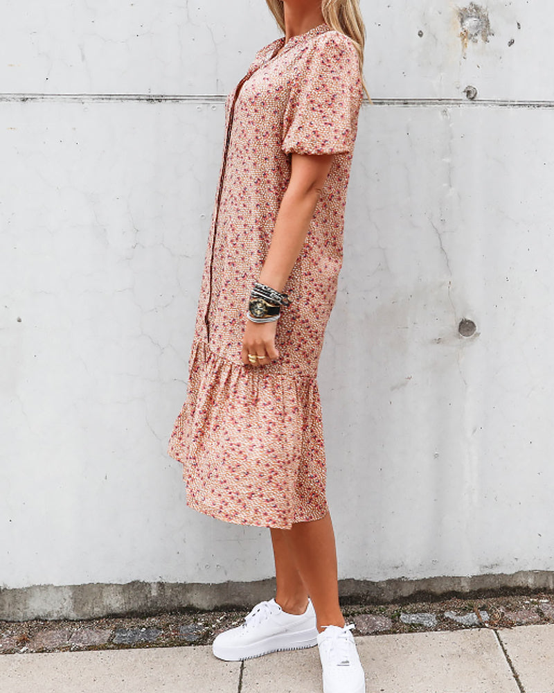 Short sleeve print  shift dress
