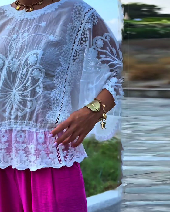 Solid Color Fashionable Blouse